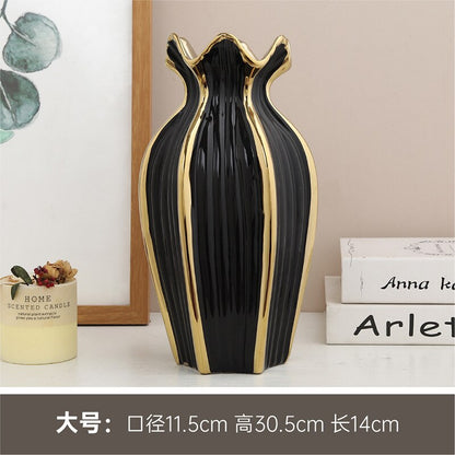Simple Nordic ceramic vase modern electroplating ornaments creative light luxury handicraft living room flower arrangement home