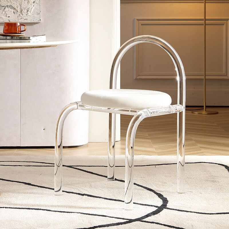Nordic Coffee Chairs Living Room Furniture Luxury Acrylic Armchair Ergonomic Makeup Chair Transparent Backrest Dining Chair