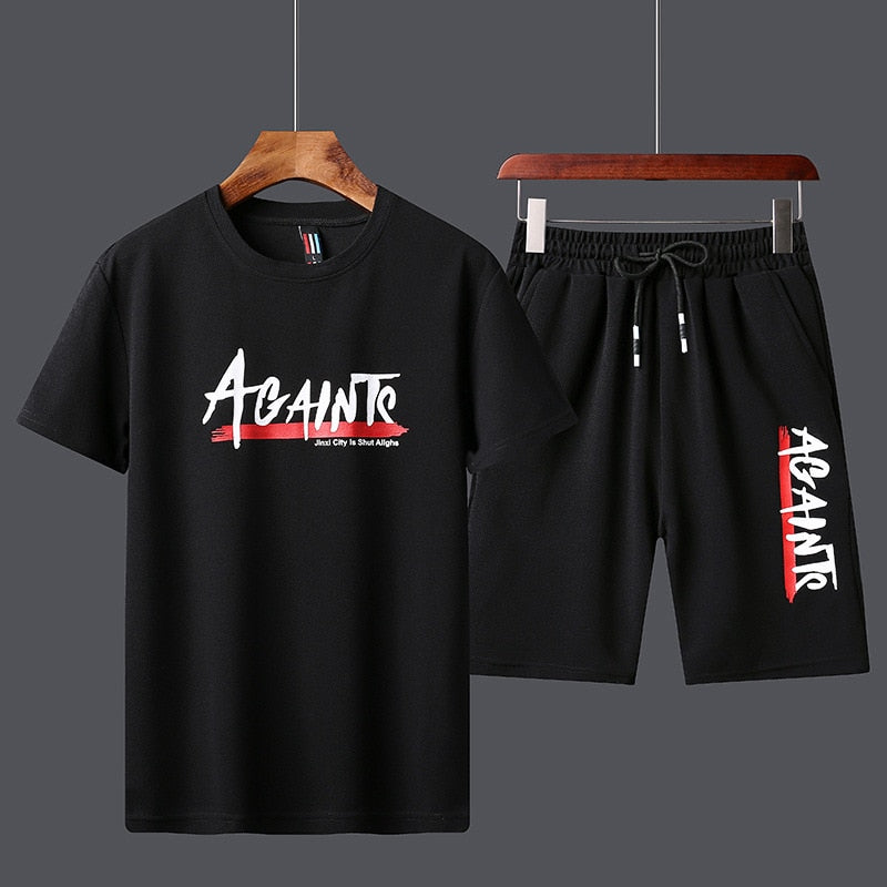 Men&#39;s Tracksuit Summer Clothes Sportswear Two Piece Set T Shirt Shorts Brand Track Clothing Male Sweatsuit Sports Suits Husband