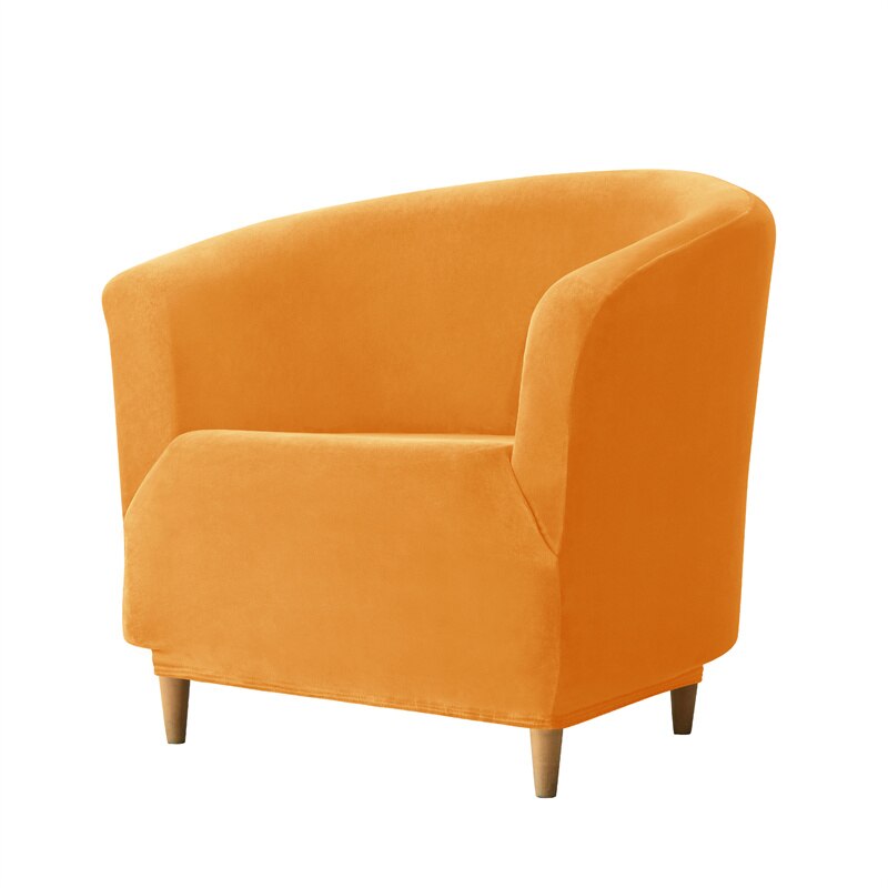 Leisure Velvet Club Bath Tub Armchairs Chair Covers Stretch Sofa Slipcover Removable Sofa Couch Cover Bar Counter Solid Color