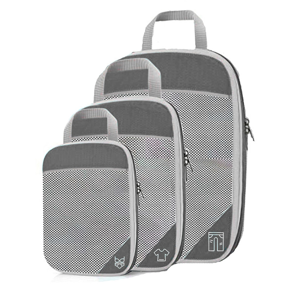 3/6PCS Compressed Packing Cubes Travel Storage Organizer Set With Shoe Bag Mesh Visual Luggage Portable Lightweight Suitcase Bag