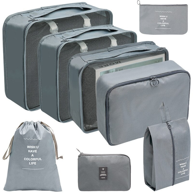 Luggage Packing Cubes Travel Organizers Storage Bag Set Toiletry Bag Makeup Box Carry Pouch Clothes Bins Cosmetic Shoe Packaging