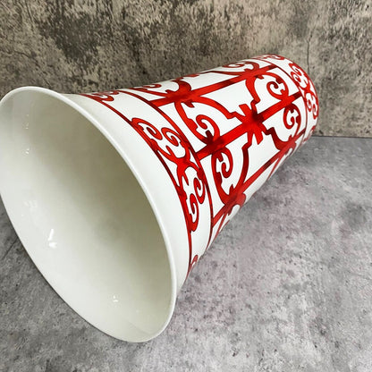 Luxury Ceramic Fashion Red Vase Simple Modern Porcelain Living Room Decoration Home Furnishings Dried Floral Flower Arrangemen