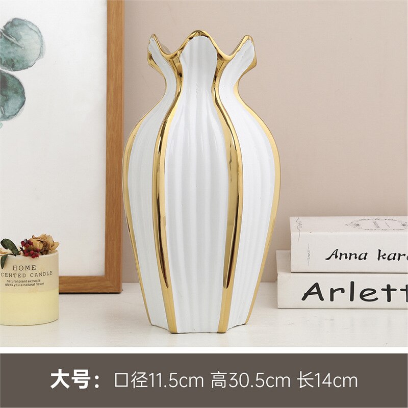 Simple Nordic ceramic vase modern electroplating ornaments creative light luxury handicraft living room flower arrangement home