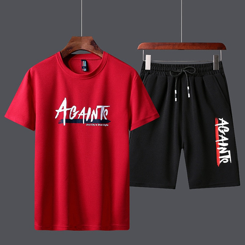 Men&#39;s Tracksuit Summer Clothes Sportswear Two Piece Set T Shirt Shorts Brand Track Clothing Male Sweatsuit Sports Suits Husband