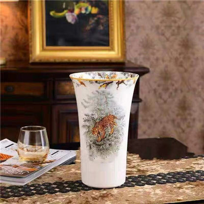 Luxury Ceramic Fashion Red Vase Simple Modern Porcelain Living Room Decoration Home Furnishings Dried Floral Flower Arrangemen
