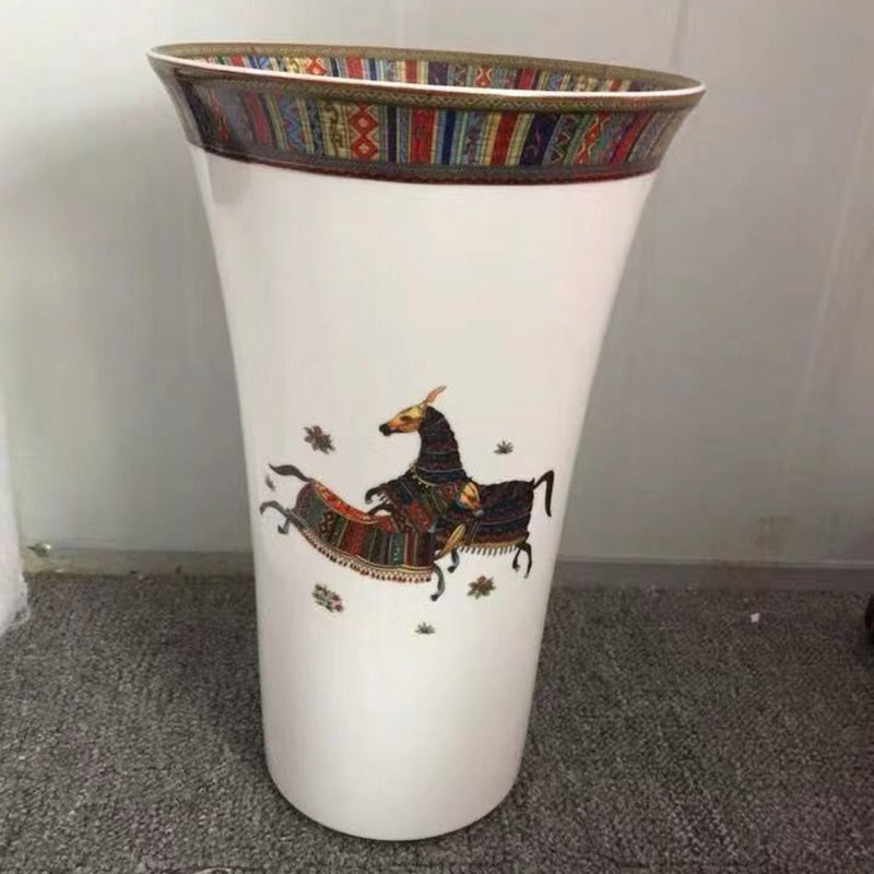 Luxury Ceramic Fashion Red Vase Simple Modern Porcelain Living Room Decoration Home Furnishings Dried Floral Flower Arrangemen