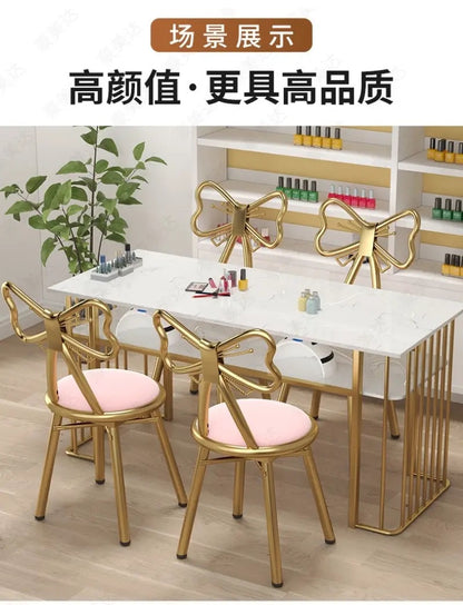 Pink Chair Simple Modern Luxury Butterfly Chair Makeup Dressing Table Stool Nordic Girl Backrest Accent Chairs Living Room