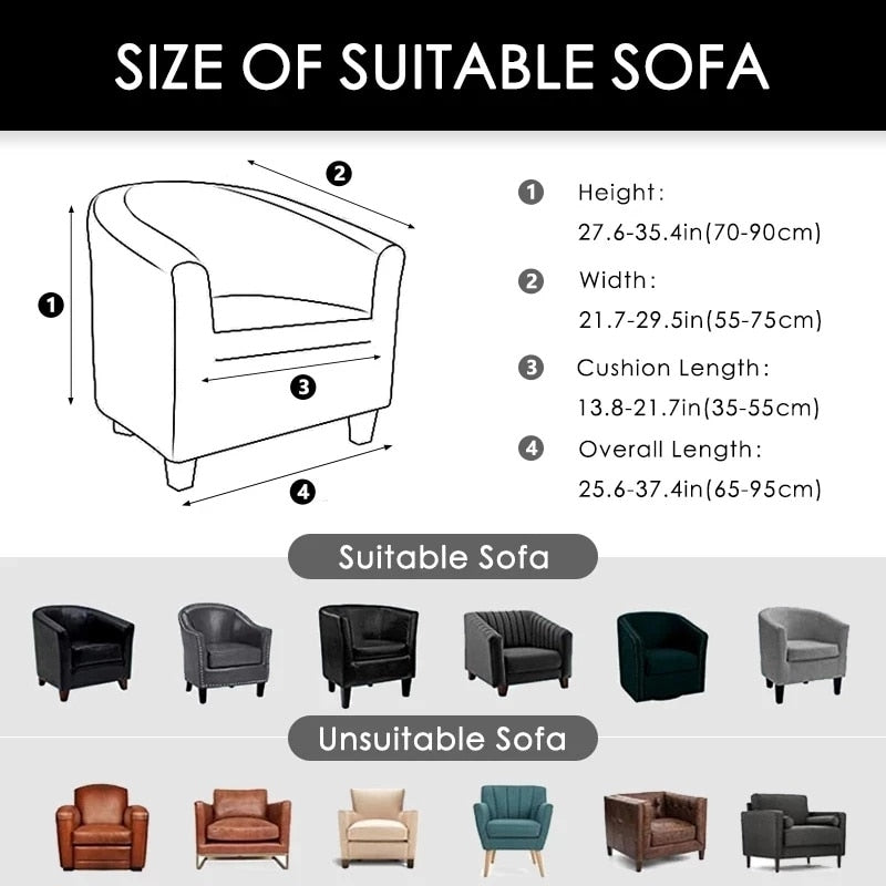 Solid Color Armchair Sofa Cover Stretch Washable Single Seater For Living Room Club Couch Slipcover Elastic Protector Cover 1PC