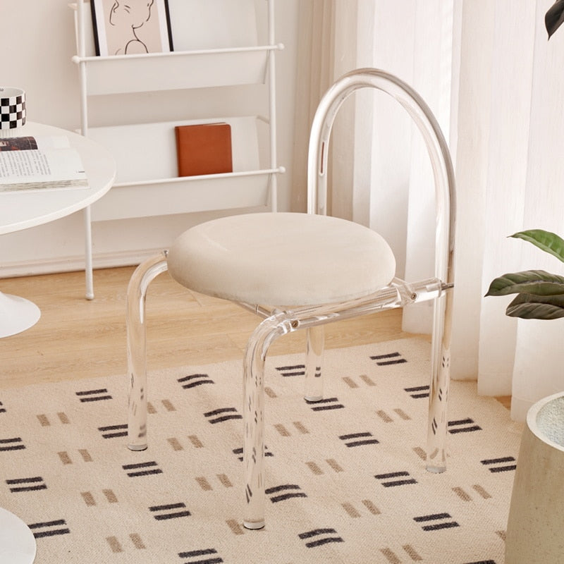 Nordic Coffee Chairs Living Room Furniture Luxury Acrylic Armchair Ergonomic Makeup Chair Transparent Backrest Dining Chair