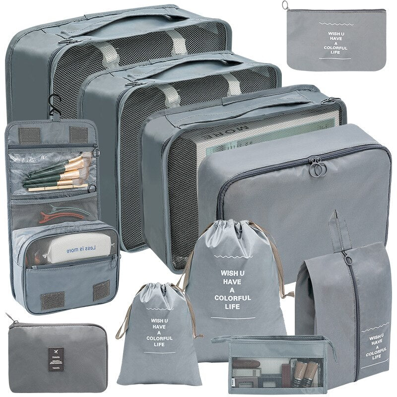 Luggage Packing Cubes Travel Organizers Storage Bag Set Toiletry Bag Makeup Box Carry Pouch Clothes Bins Cosmetic Shoe Packaging
