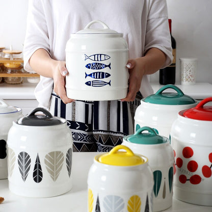 Japanese-style Ceramic Jars, Household Food Storage Jars, Sealed Jars, Kitchen Coffee Sugar Jars, Grain Storage Tanks, Tea Jars