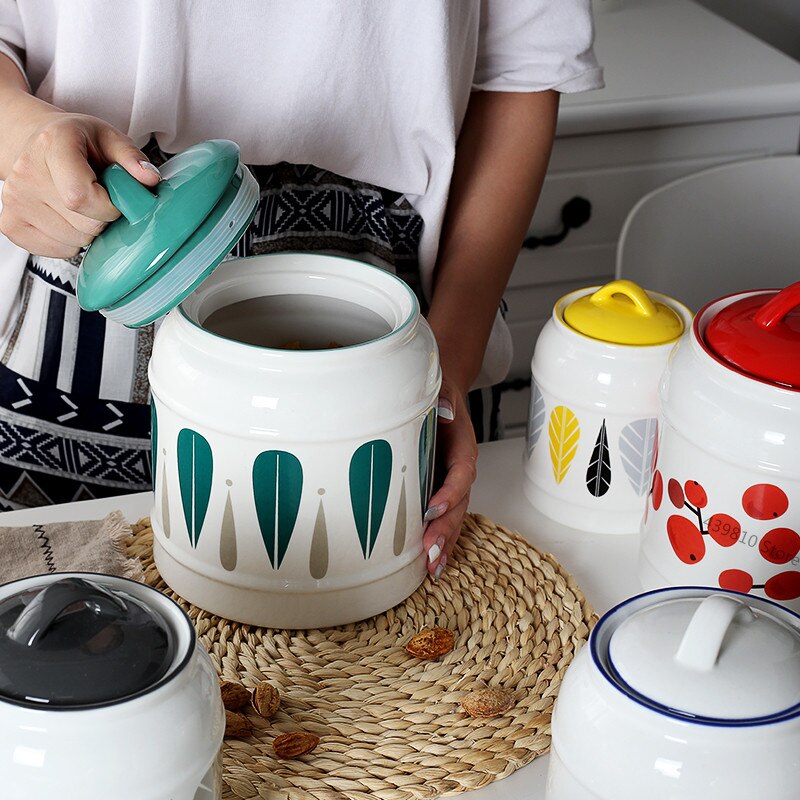 Japanese-style Ceramic Jars, Household Food Storage Jars, Sealed Jars, Kitchen Coffee Sugar Jars, Grain Storage Tanks, Tea Jars