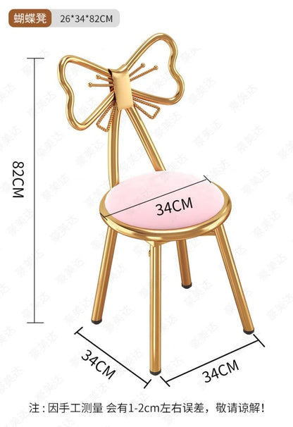 Pink Chair Simple Modern Luxury Butterfly Chair Makeup Dressing Table Stool Nordic Girl Backrest Accent Chairs Living Room
