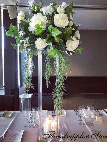 Wholesale Acrylic Flower Vase Clear Table Centerpiece Marriage Luxury Floral Stand Columns For Wedding Decoration