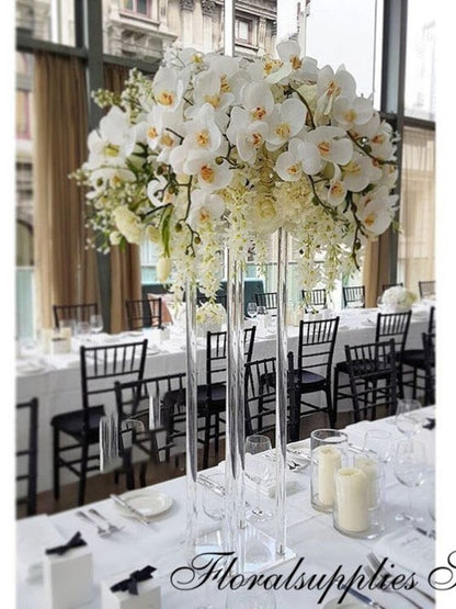 Wholesale Acrylic Flower Vase Clear Table Centerpiece Marriage Luxury Floral Stand Columns For Wedding Decoration