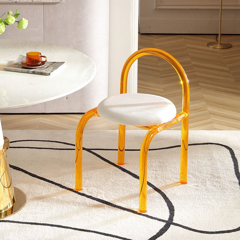 Nordic Coffee Chairs Living Room Furniture Luxury Acrylic Armchair Ergonomic Makeup Chair Transparent Backrest Dining Chair