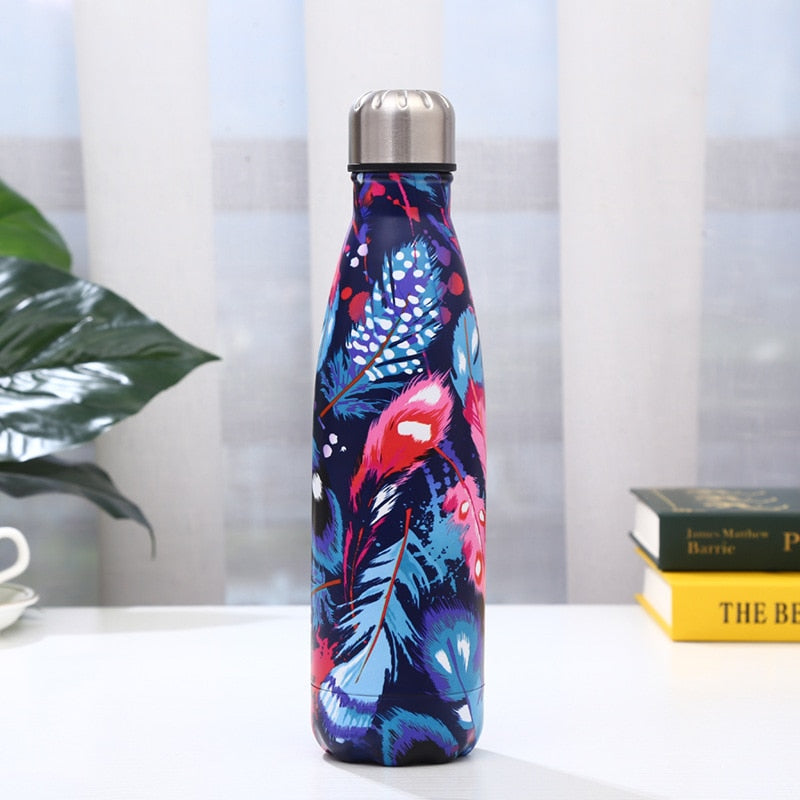 500ml Leaf Insulated Vacuum Thermos Water Bottle Sports GYM Drink Bottle Thermal Flask For Coffee