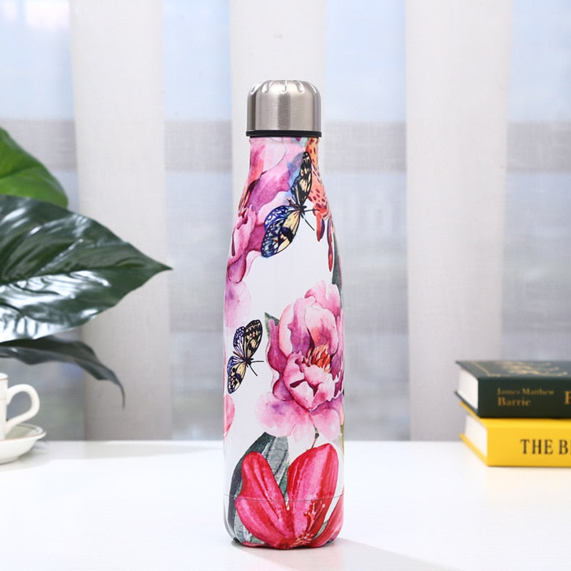 500ml Leaf Insulated Vacuum Thermos Water Bottle Sports GYM Drink Bottle Thermal Flask For Coffee