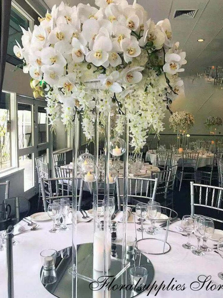 Wholesale Acrylic Flower Vase Clear Table Centerpiece Marriage Luxury Floral Stand Columns For Wedding Decoration