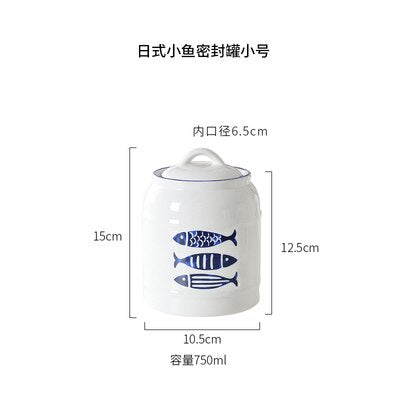 Japanese-style Ceramic Jars, Household Food Storage Jars, Sealed Jars, Kitchen Coffee Sugar Jars, Grain Storage Tanks, Tea Jars