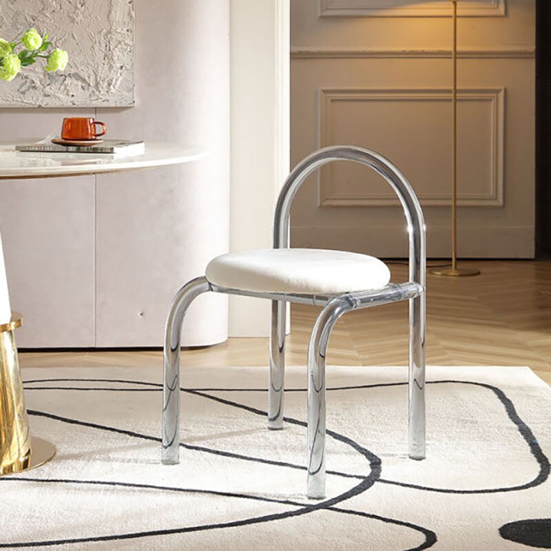 Nordic Coffee Chairs Living Room Furniture Luxury Acrylic Armchair Ergonomic Makeup Chair Transparent Backrest Dining Chair