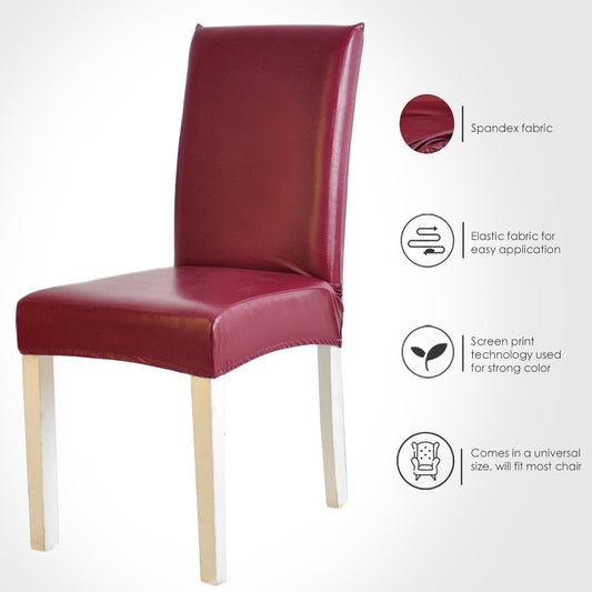 PU Chair Cover Spandex Waterproof Oilproof Chair Cover Stretch Kitchen Seat Case Banquet Hotel Cover housse de chaise